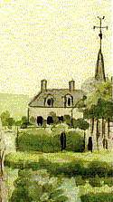 Detail aquarel: de eerste kerk van St. Pieter "op de berg".